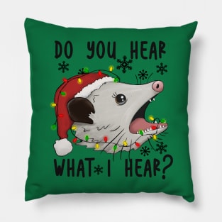 Do You Hear What I Hear, Funny Opossum Christmas Design Pillow