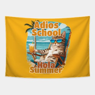 Adios School Hola Summer Cat Tapestry