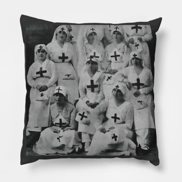 Health in the hospital protect yourself with nurses from the 30s Pillow by Marccelus
