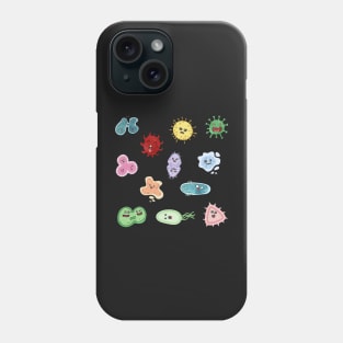 Cute Microbes Bacteria, Virus, Ecoli MicroBiology Seamless Pattern Sticker Pack. Phone Case