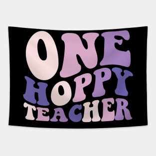 One Hoppy Teacher Bunny Easter Day Groovy Girl Boy Tapestry