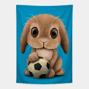 Cute Baby Bunny With Football Soccer Ball Tapestry