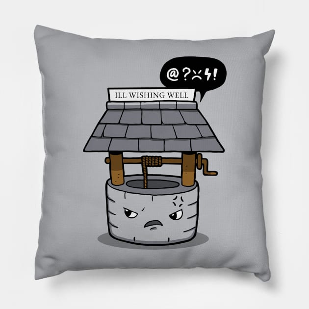 Ill Wishing Well Funny Original Humor Cussing Cartoon Pillow by Originals By Boggs