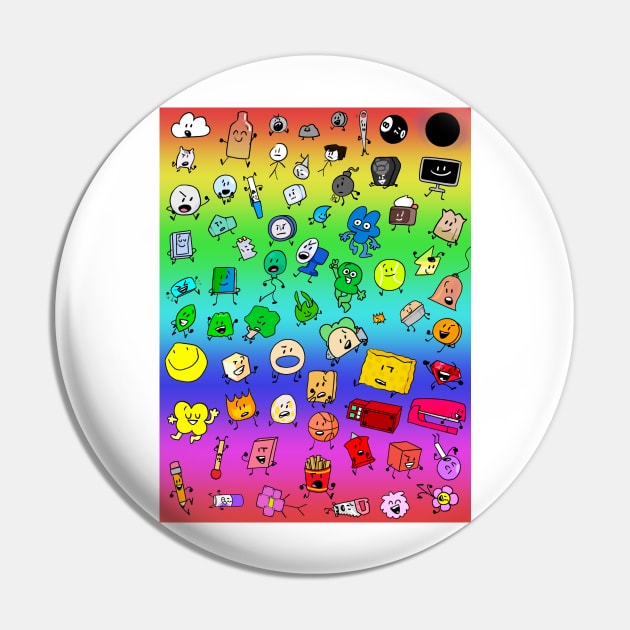 BFDI All Characters (Rainbow) Pin by MsBonnie