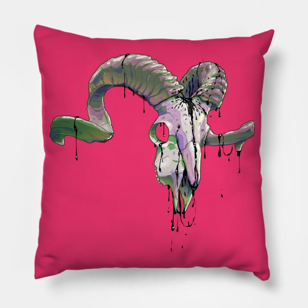 Ram Skull Pillow by poppijanne