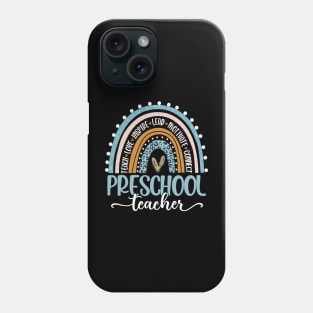 Preschool Teacher Leopard Boho Rainbow Back To School Teach Phone Case