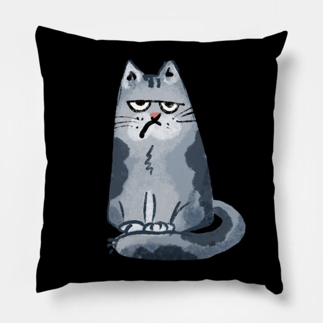 Sad cat Pillow by pimkie