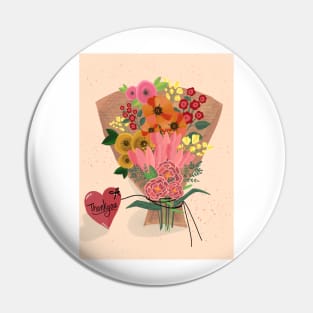 Thankyou Floral Bouquet Pin