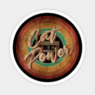Cat Power Vintage Circle Art Magnet