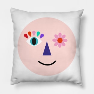 rainbow flower smiling face happy colorful humour kids fashion Pillow