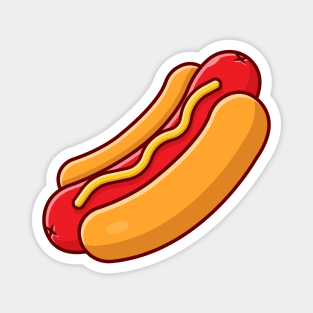 Hotdog Cartoon Vector Icon Illustration Magnet