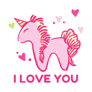 Unicorn and Hearts I love You T-Shirt