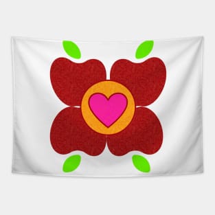 Pink Heart Flower Fruit Art Tapestry