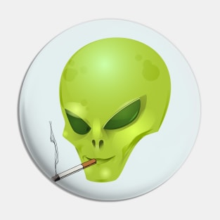 Smoking Alien Pin