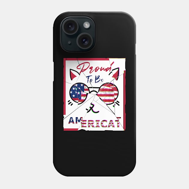 American Cat , 4th Of July Proud To Be Americat USA Flag Phone Case by aimed2