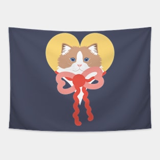 Ragdoll Cat and Ribbon Bow Tapestry