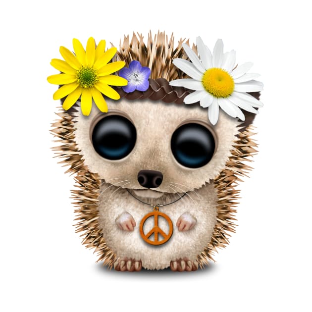 Cute Baby Hedgehog Hippie by jeffbartels