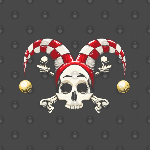 Human Skull in Clown Cap by devaleta