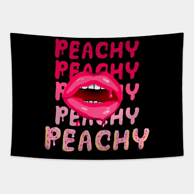 Peachy Retro Design Tapestry by deadlydelicatedesigns