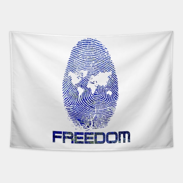 Thumbprint World of Freedom Tapestry by TigsArts