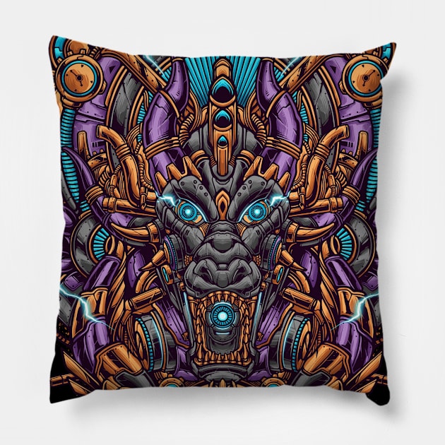 Dragon steampunk Pillow by vhiente