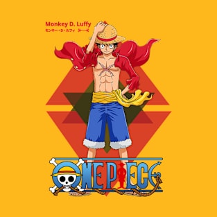 Red Illustrated Luffy T-Shirt