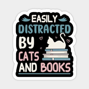 easily distracted by cats and books Magnet