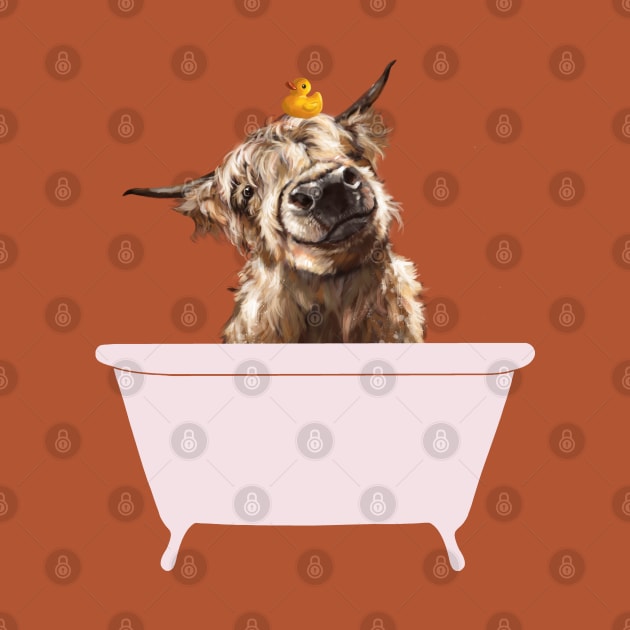 Playful Highland Cow in Bathtub by bignosework