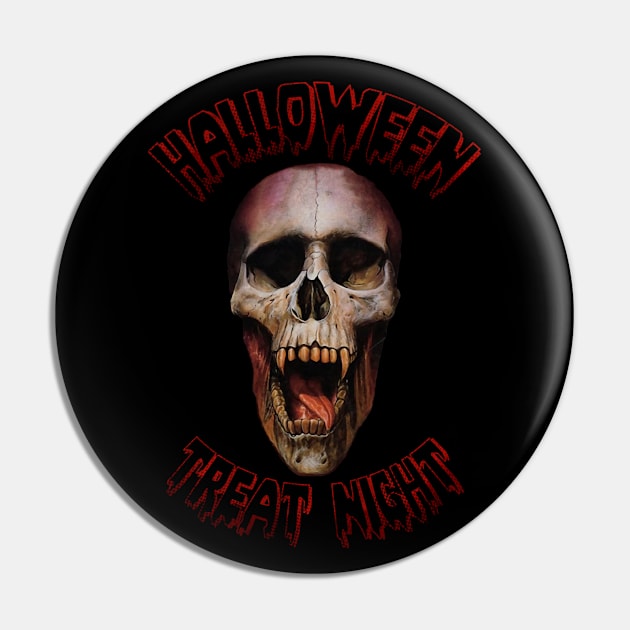 Halloween Treat Night Vampire Skull Pin by 8 Fists of Tees