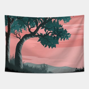 Tropical Trees Landscape in Nature Tapestry