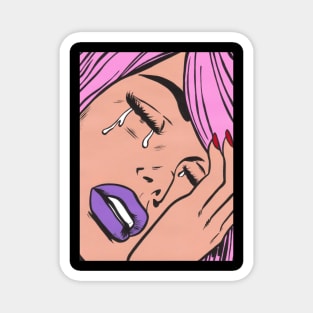 Pastel Pink Crying Comic Girl Magnet