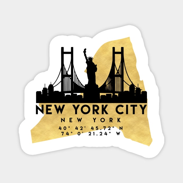 New York City New York Skyline Map Art Magnet by deificusArt