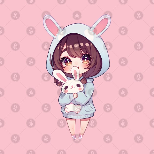 Cute Anime Girl With Bunny by Daytone