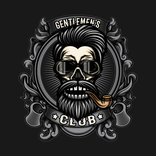 Gentlemens Smoking Club Tobacco Pipe Smoker Skull by Foxxy Merch