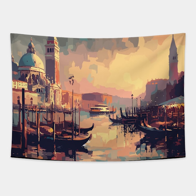 Venice Impressionism Painting Tapestry by TomFrontierArt