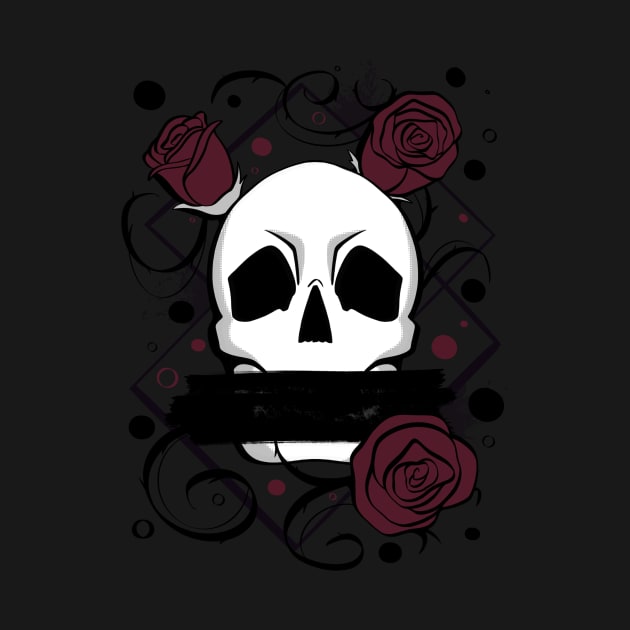 Skull and roses by MelonGummie