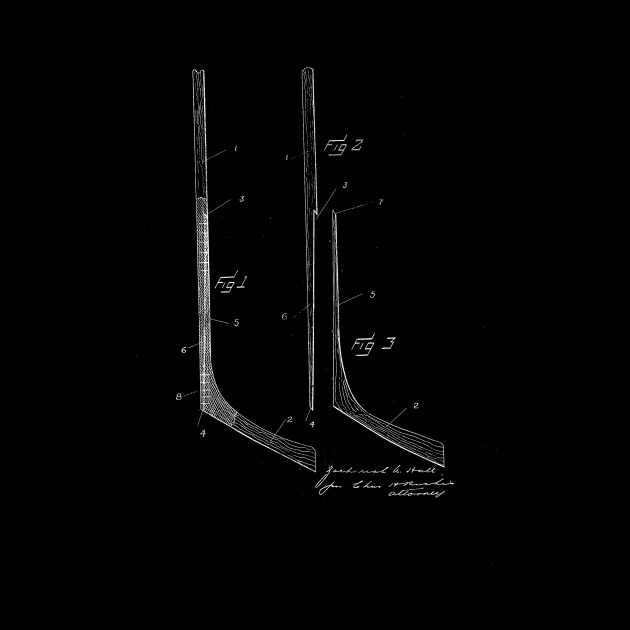 Hockey Stick Vintage Patent Drawing by TheYoungDesigns