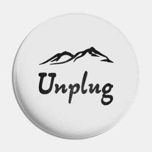 Unplug Minimalist Mountain Range Design With Wood Texture Pin