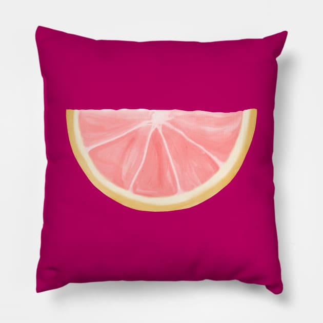 Juicy Pink Grapefruit Wedge Pillow by Art by Deborah Camp