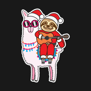 Sloth Santa Llama T-Shirt