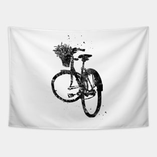 Bicycle with Flower in Basket Tapestry