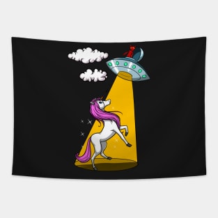 UFO Magical Unicorn Abduction Funny Alien Spaceship Tapestry