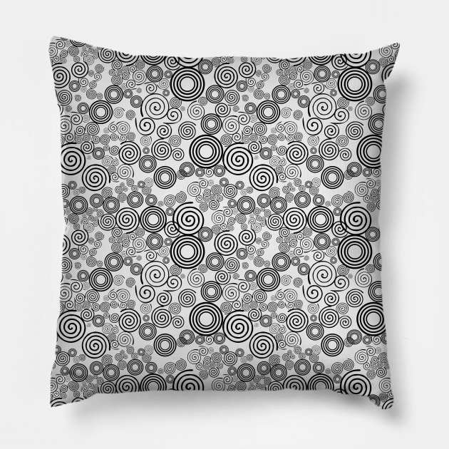 Black and Gray Spiral Pattern Pillow by Design_Lawrence