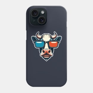 Cool cow wearing 3D glasses Phone Case