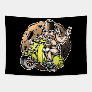 Astronaut riding scooter Tapestry