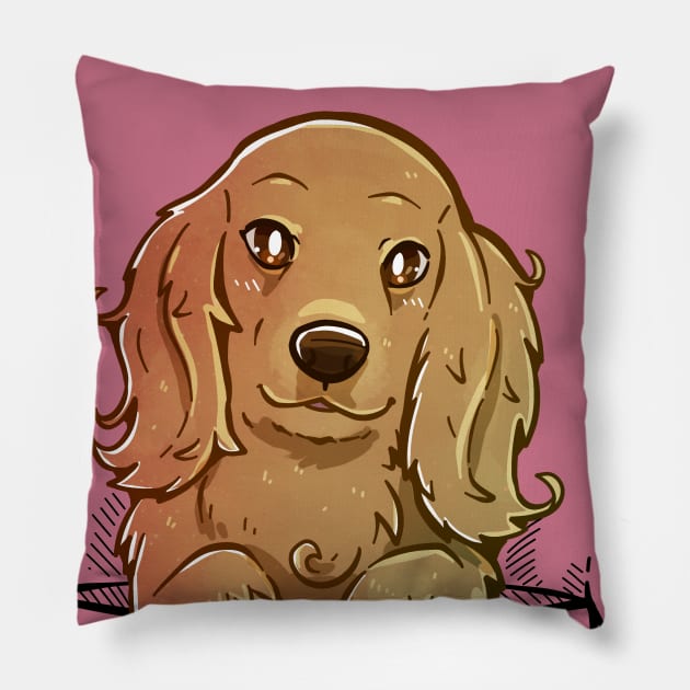 Pocket Cute English Cocker Spaniel Dog Pillow by TechraPockets