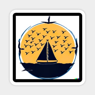 Sail boat hand drawing Magnet