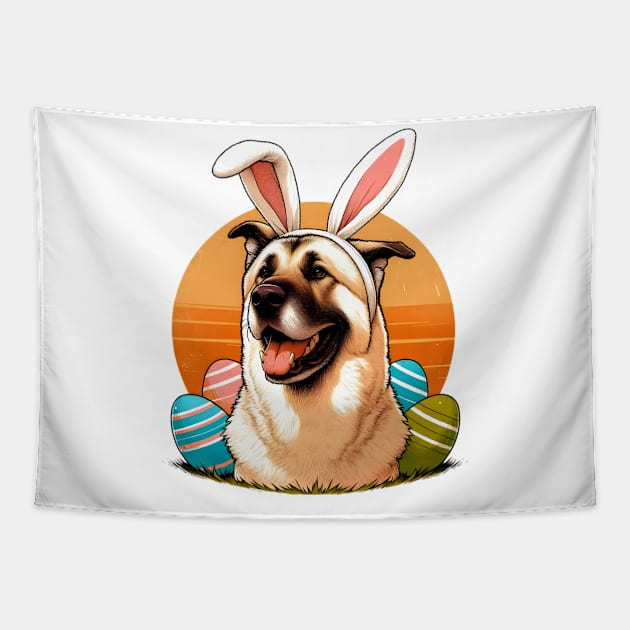 Anatolian Shepherd Dog in Bunny Ears Easter Festivity Tapestry by ArtRUs