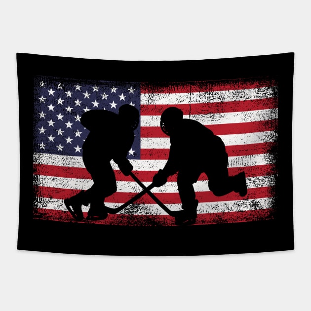 American Flag USA Hockey for Men Women Kids Boys Girls Tapestry by DragonTees