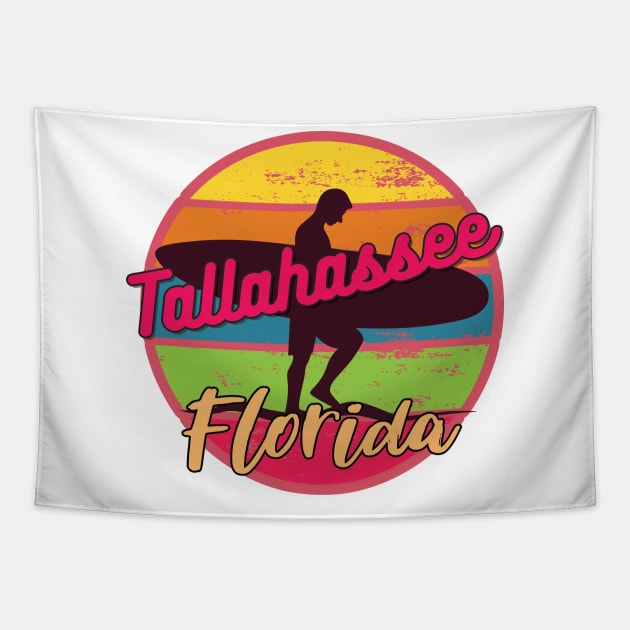 Tallahassee Florida Surfing Retro Sunset Tapestry by AdrianaHolmesArt